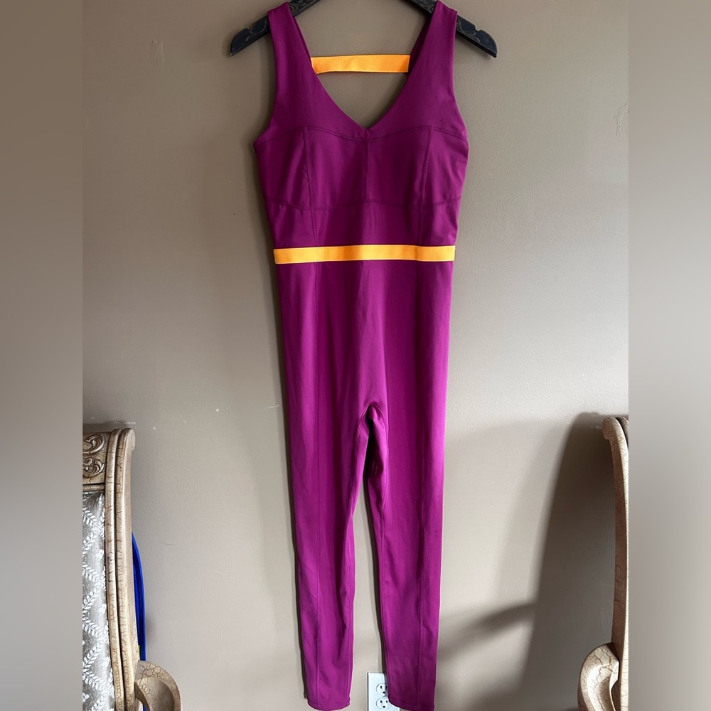 Women’s pink and orange athletic jumpsuit